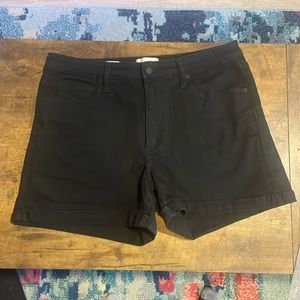 Black denim shorts